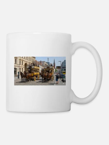 Historische Pferdeomnibusse in Berlin Spandau - Tasse - Weiß