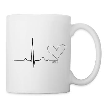 Love Heartbeat | Herzschlag Liebe Shirt - Tasse - Weiß - Rechts