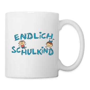 Endlich Schulkind  bunter Schulstart - Tasse - Weiß - Rechts