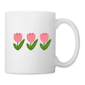 Three pink tulips in minimalist style - Mug - white - Right