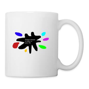 Lebensfarben: Farbspritzer - Tasse - Weiß - Rechts