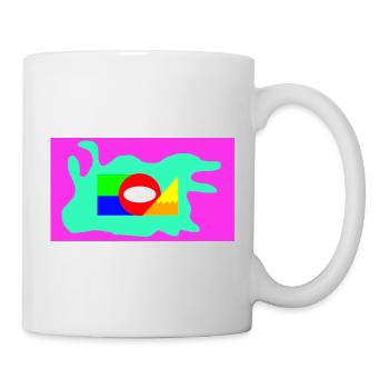 Geometrische Farbblock Collage Neon - Tasse - Weiß - Rechts
