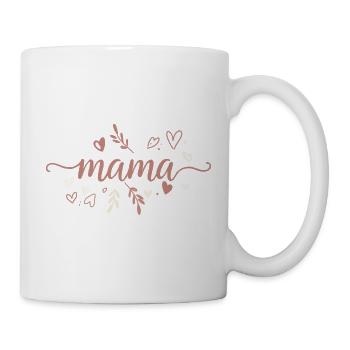 Mama Schriftzug mit Herzen - Tasse - Weiß - Rechts