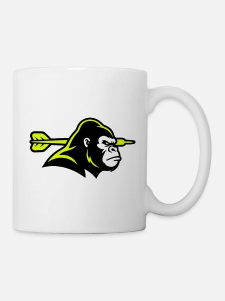 Gorilla Dart Pfeil Maskottchen - Tasse - Weiß