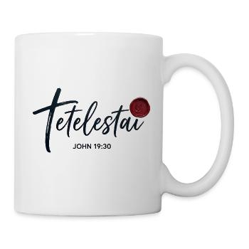 Tetelestai - Jean 19:30 - Croix de calligraphie - Mug blanc - blanc - Droite
