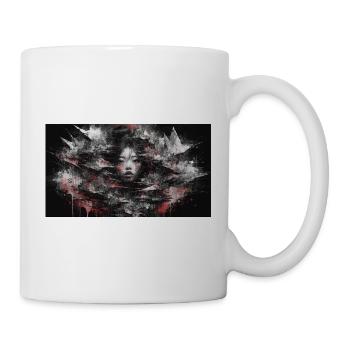 Dark Asia Punk Art Frau Porträt T-Shirt Bild - Tasse - Weiß - Rechts