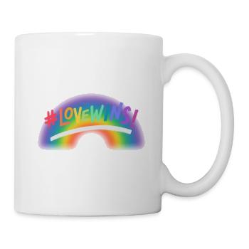 Liebe gewinnt Regenbogen - Tasse - Weiß - Rechts