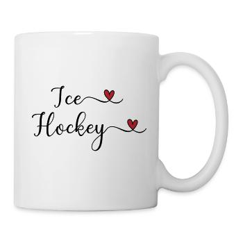 Eishockey Schriftzug mit Herz - Tasse - Weiß - Rechts
