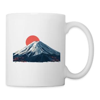 Roter Sonnenaufgang über Berggipfel Origami Fuji - Tasse - Weiß - Rechts