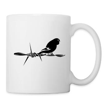 Black Graphic Wellensittich – Schwarzer Vogel - Tasse - Weiß - Rechts