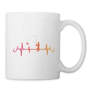 Angeln Sunset Heartbeat Angler Angelrute - Tasse - Weiß - Rechts