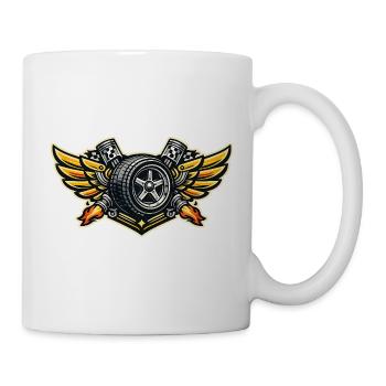 Rennreifen Flügel Emblem - Tasse - Weiß - Rechts