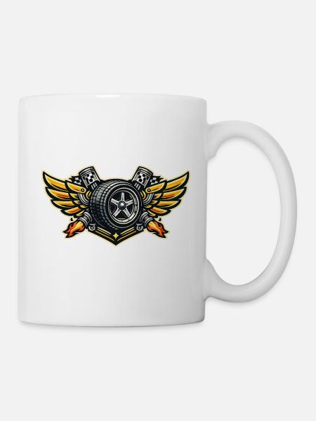 Racing Tire Wing Emblem - Mug - white