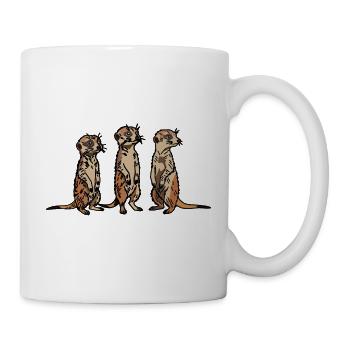 Niedliches, handgezeichnetes Erdmännchen-Trio-Design - Tasse - Weiß - Rechts