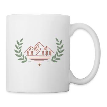 Minimalist Mountain landscape/ Nature Hiking adven - Mug - white - Right