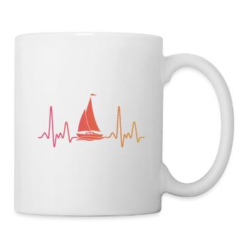 Sailing Boat Sunset Heartbeat Sailboat - Mug - white - Right
