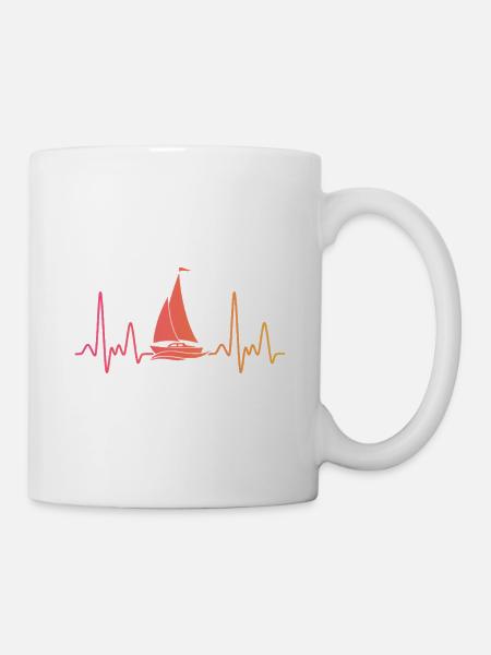 Segelboot Sunset Heartbeat Segelboot - Tasse - Weiß