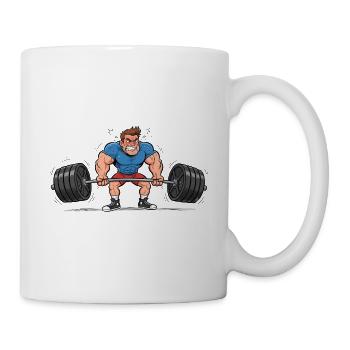 Comic Weightlifter – Strong Man Training - Mug - white - Right