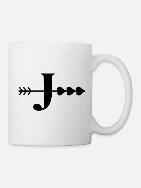 Buchstabe j Pfeilherz - Tasse - Weiß