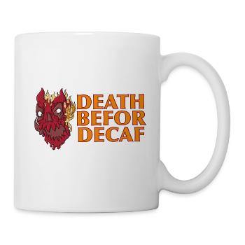 Death before Decaf: Flames Skull - Mug - white - Right
