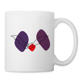 Lineart bat with color background - Mug - white - Right