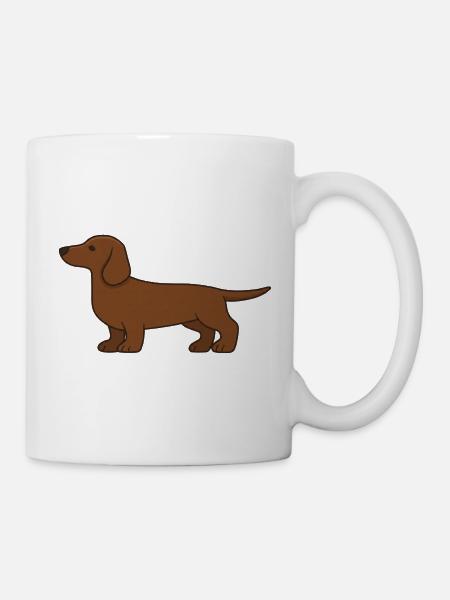 Braun Dackel Silhouette - Tasse - Weiß