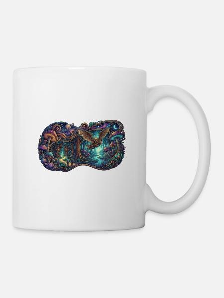 Nachtwald Drachenpfad - Tasse - Weiß