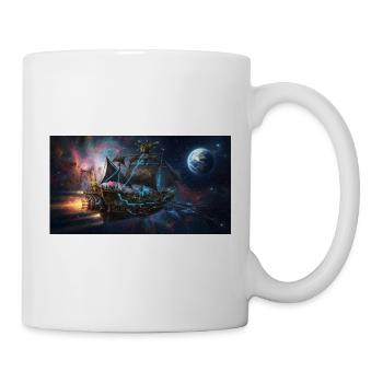 Steampunk Space Ship in Deep Space - Mug - white - Right