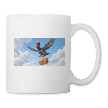 Un joli pigeon volant livrant un colis - Mug blanc - blanc - Droite