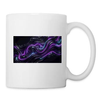 Абстрактные черные волны с неоновыми фиолетовыми и - Mug - white - Right