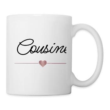 Beste Cousine mit Herz – Familien Geschenk - Tasse - Weiß - Rechts