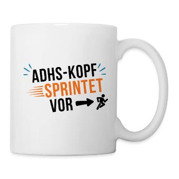 ADHS-Kopf sprintet vor - Tasse - Weiß - Rechts