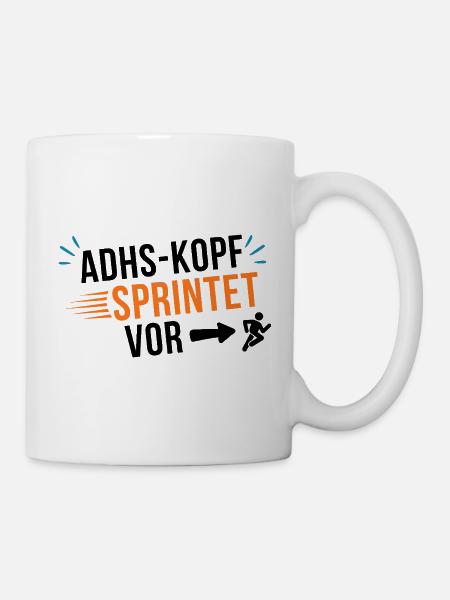 ADHS-Kopf sprintet vor - Tasse - Weiß