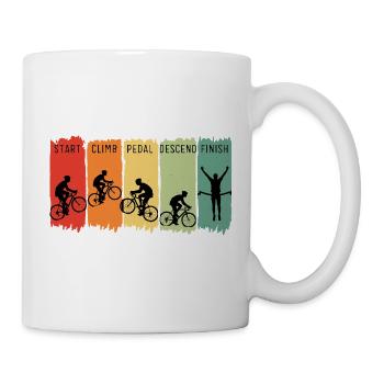Retro Cycling Steps Start Climb Pedal Finish - Tasse - Weiß - Rechts