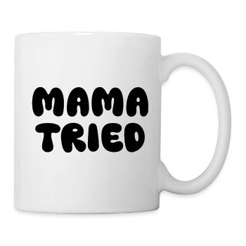 Mama hat alles ausprobiert Retro Tippfehler Schwarz - Tasse - Weiß - Rechts