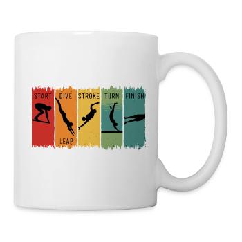 Retro Swimming Steps Start Tauchschwimm-Finish - Tasse - Weiß - Rechts