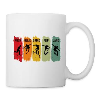 Retro Skateboard Steps Ollie Grind Flip Land - Tasse - Weiß - Rechts