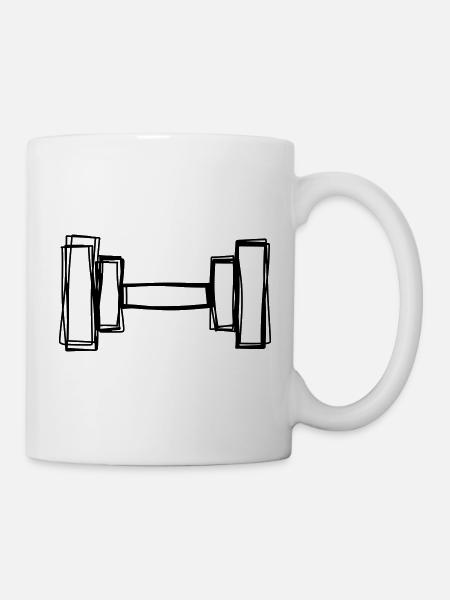 Hantel handgezeichnet - Tasse - Weiß