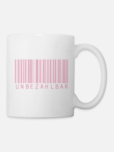 Barcode Rosa "UNBEZAHLBAR"  - Tasse - Weiß