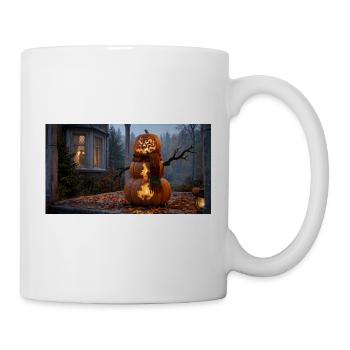 Cozy Pumpkin Snowman with Knitted Scarf and Candle - Tasse - Weiß - Rechts