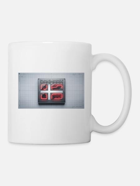 Danmark Neon Quad Panel - Tasse - Weiß