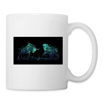 Geometrische Stierpaare im Neonlicht - Tasse - Weiß - Rechts