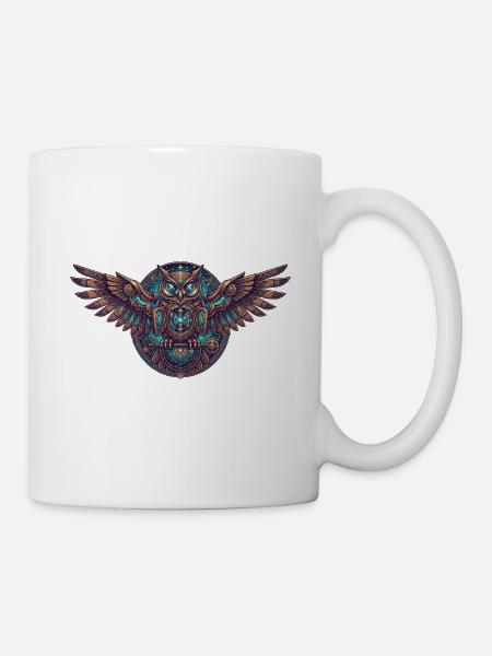 Steampunk Eulen Uhrwerk - Tasse - Weiß