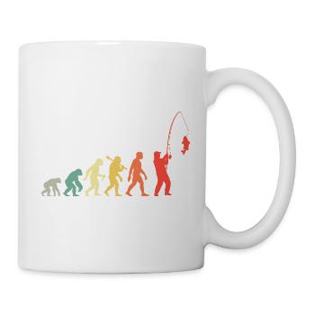 Angler Evolution Retro Angel Lustiges Angeln - Tasse - Weiß - Rechts