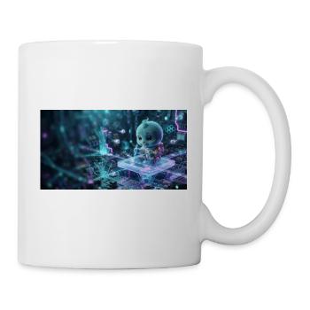 Cute Baby Alien Astronaut on Futuristic Microchip - Tasse - Weiß - Rechts