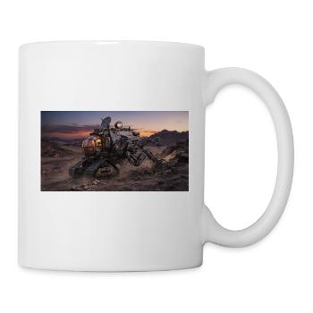 Sci-Fi Mars Exploration Rover in Rocky Desert - Tasse - Weiß - Rechts