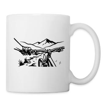 MTB Lenker Berge Grafik - Tasse - Weiß - Rechts