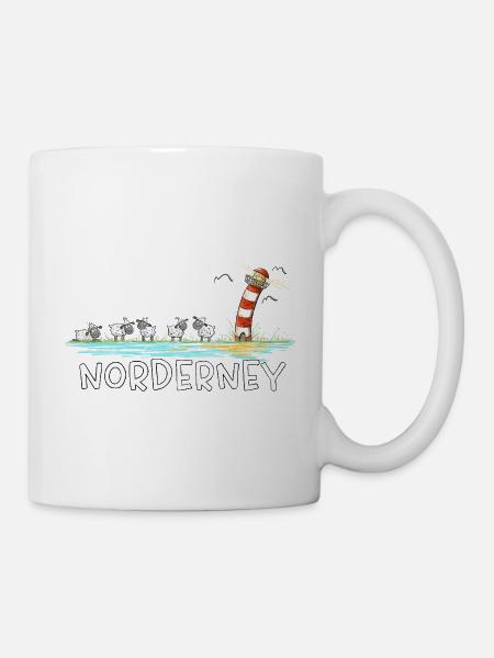 Norderney I Schafe Leuchtturm Nordsee Insel - Tasse - Weiß