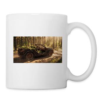 Eco Wooden Car Made of Tree Bark and Roots Driving - Tasse - Weiß - Rechts