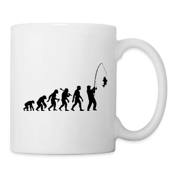 Angler Evolution Retro Angel Lustiges Angeln - Tasse - Weiß - Rechts